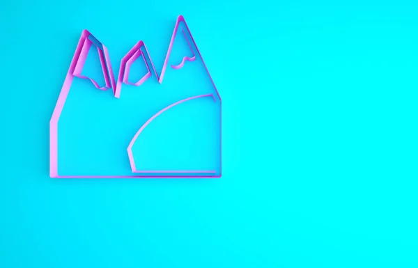 Ікона Рожевих Гір Ізольована Синьому Тлі Символ Перемоги Або Успішного — стокове фото