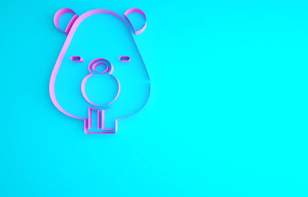 Pink Beaver Animal Icon Isolated Blue Background Minimalism Concept Illustration — Stock Photo, Image