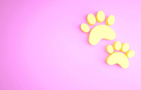 Ícone Impressão Pata Amarela Isolado Fundo Rosa Impressão Pata Cão — Fotografia de Stock