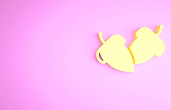 Gelbe Eichel Symbol Isoliert Auf Rosa Hintergrund Minimalismus Konzept Illustration — Stockfoto