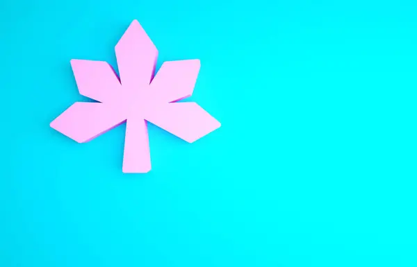 ピンクの栗の葉のアイコンは青の背景に隔離されています 最小限の概念 3Dイラスト3Dレンダリング — ストック写真