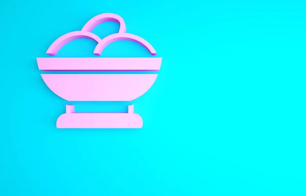 Pink Varenyky Bowl Icon Isolated Blue Background Pierogi Varenyky Dumpling — Stock Photo, Image