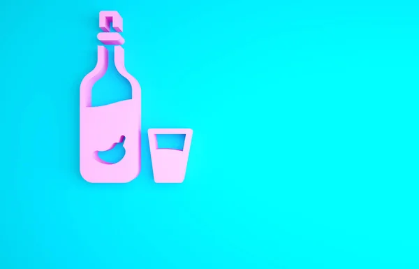 Vodka Rosa Con Pimienta Icono Vidrio Aislado Sobre Fondo Azul —  Fotos de Stock