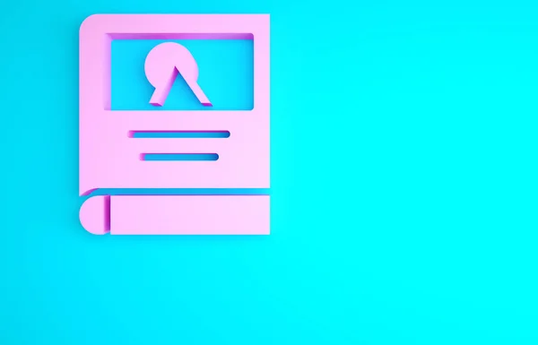 ピンク青の背景に隔離されたフォトアルバムギャラリーアイコン 最小限の概念 3Dイラスト3Dレンダリング — ストック写真