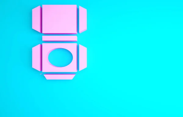 ピンクのカートンの段ボール箱のアイコンは 青の背景に隔離されました パッケージ 小包サイン 配達と梱包 最小限の概念 3Dイラスト3Dレンダリング — ストック写真