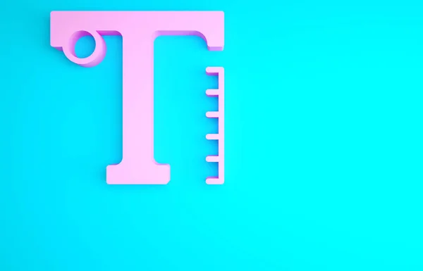 Ícone Texto Rosa Isolado Fundo Azul Conceito Minimalismo Ilustração Render — Fotografia de Stock