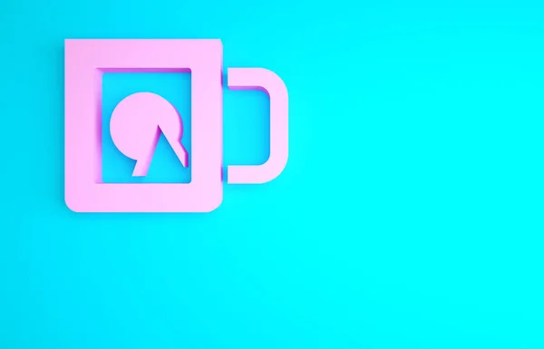 Růžový Šálek Kávy Ikona Izolované Modrém Pozadí Odneste Otisk Minimalismus — Stock fotografie