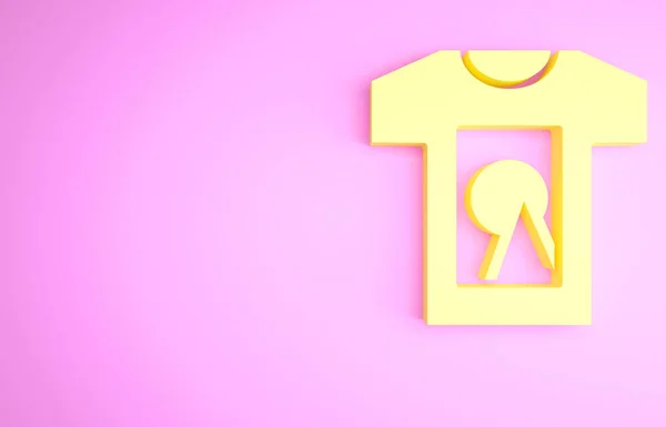 Camiseta Amarilla Icono Aislado Sobre Fondo Rosa Concepto Minimalista Ilustración —  Fotos de Stock