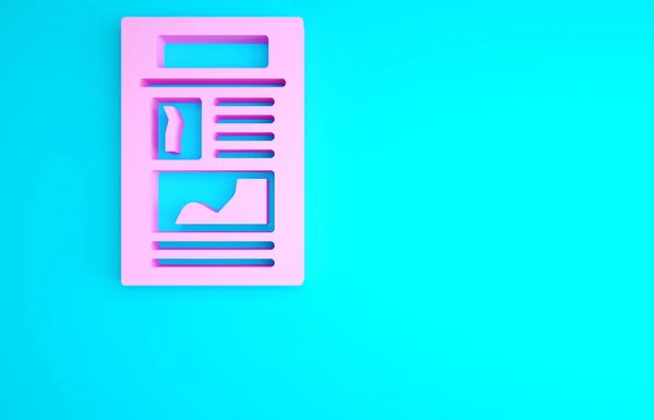 Ікона Pink News Ізольована Синьому Тлі Газетний Знак Мес Символ — стокове фото