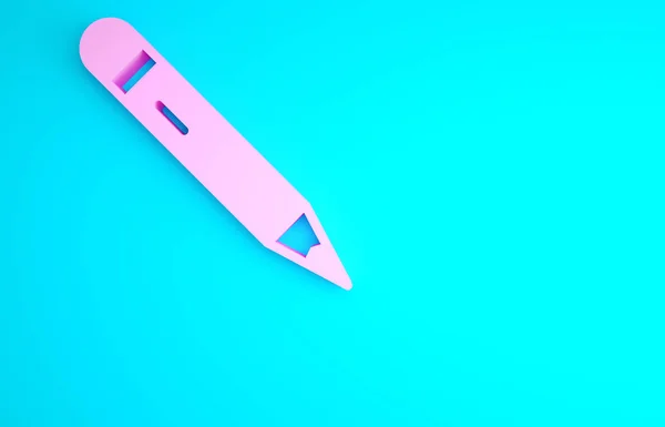 Pinker Bleistift Mit Radiergummi Symbol Auf Blauem Hintergrund Zeichen Und — Stockfoto