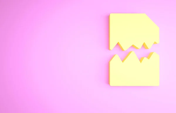 Значок Документа Жовтого Кольору Ізольований Рожевому Фоні Концепція Мінімалізму Ілюстрація — стокове фото