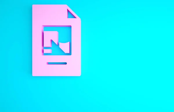 Pink File Document Met Illustratie Pictogram Geïsoleerd Blauwe Achtergrond Checklist — Stockfoto