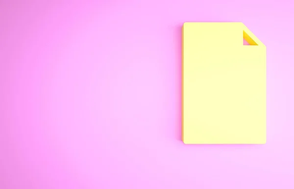 Yellow Empty Document Icon Isolated Pink Background Checklist Icon Business — Stock Photo, Image