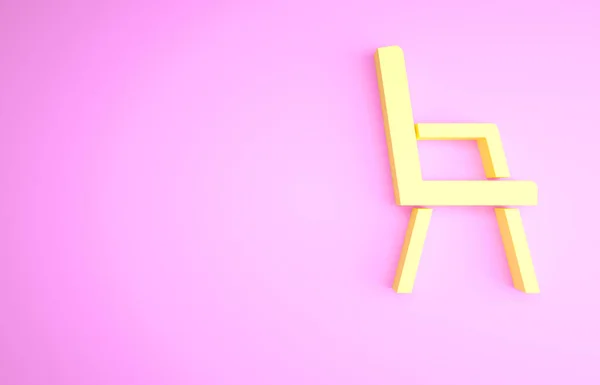 Icono Sillón Amarillo Aislado Sobre Fondo Rosa Concepto Minimalista Ilustración —  Fotos de Stock