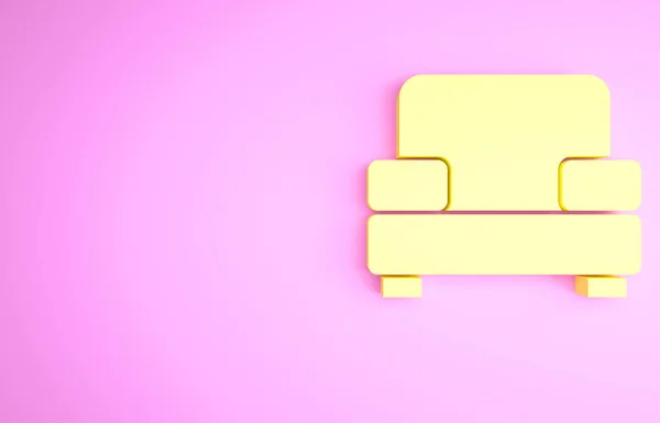 Icono Sillón Amarillo Aislado Sobre Fondo Rosa Concepto Minimalista Ilustración — Foto de Stock