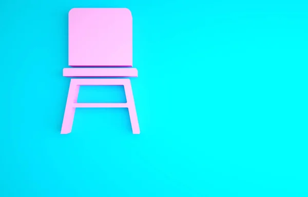 Ikona Růžové Židle Izolované Modrém Pozadí Minimalismus Ilustrace Vykreslení — Stock fotografie