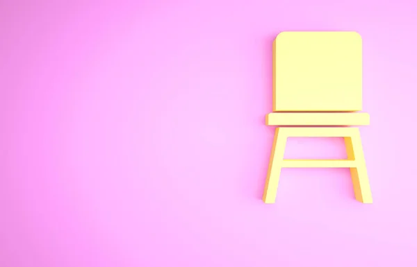 Ícone Cadeira Amarela Isolado Fundo Rosa Conceito Minimalismo Ilustração Render — Fotografia de Stock