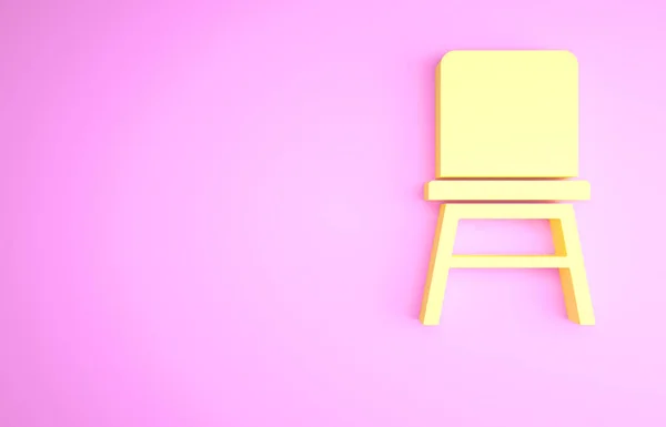 Icono Silla Amarilla Aislado Sobre Fondo Rosa Concepto Minimalista Ilustración — Foto de Stock