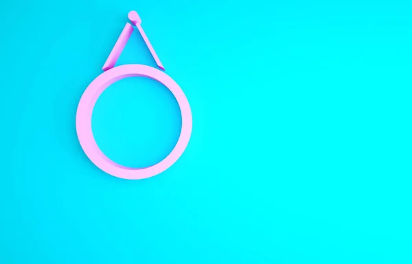 Ікона Pink Mirror Ізольована Синьому Фоні Концепція Мінімалізму Рендеринг — стокове фото