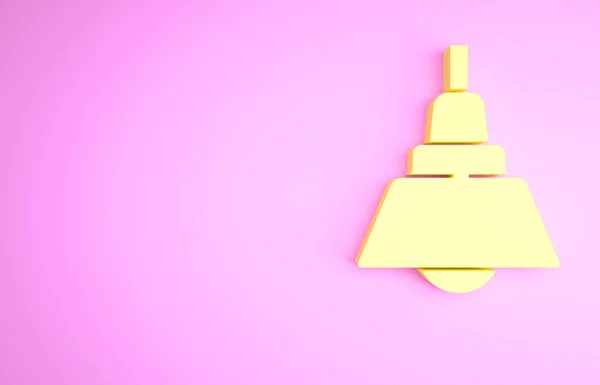 Κίτρινος Πολυέλαιος Εικονίδιο Απομονώνονται Ροζ Φόντο Μινιμαλιστική Έννοια Απεικόνιση Καθιστούν — Φωτογραφία Αρχείου