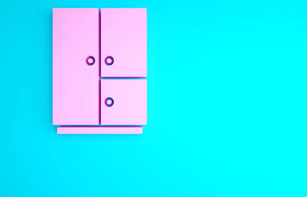 Ροζ Εικονίδιο Ντουλάπα Απομονώνονται Μπλε Φόντο Μινιμαλιστική Έννοια Απεικόνιση Καθιστούν — Φωτογραφία Αρχείου