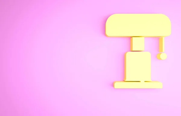 ピンクの背景に隔離された黄色のテーブルランプアイコン 最小限の概念 3Dイラスト3Dレンダリング — ストック写真