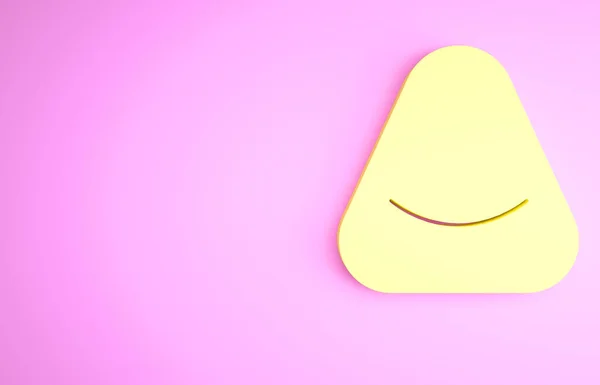 Gelbes Hockersymbol Isoliert Auf Rosa Hintergrund Weicher Stuhl Tasche Für — Stockfoto