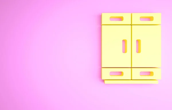 Ікона Жовтого Гардероба Ізольована Рожевому Фоні Концепція Мінімалізму Рендеринг — стокове фото