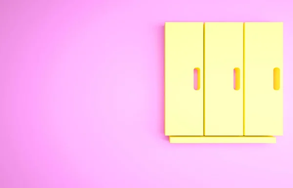 Icono Armario Amarillo Aislado Sobre Fondo Rosa Concepto Minimalista Ilustración — Foto de Stock