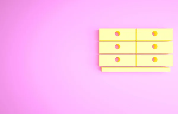 Κίτρινο Στήθος Συρταριών Εικονίδιο Απομονώνονται Ροζ Φόντο Μινιμαλιστική Έννοια Απεικόνιση — Φωτογραφία Αρχείου