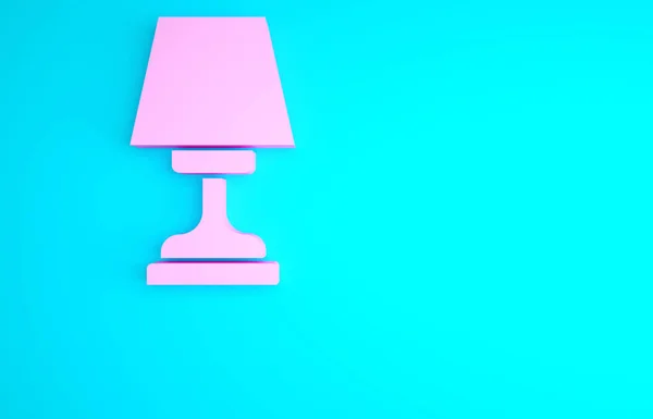 Lampada Tavolo Rosa Icona Isolata Sfondo Blu Concetto Minimalista Illustrazione — Foto Stock