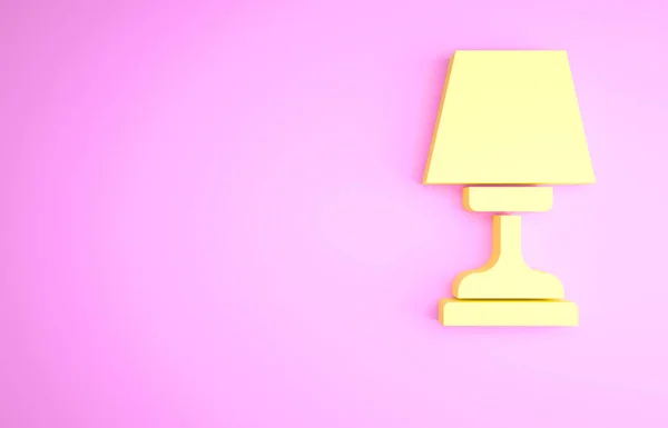 Yellow Table lamp icon isolated on pink background. Minimalism concept. 3d illustration 3D render.