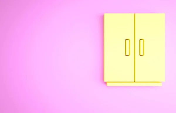 Yellow Wardrobe Icon Isolated Pink Background Minimalism Concept Illustration Render — Stock Photo, Image