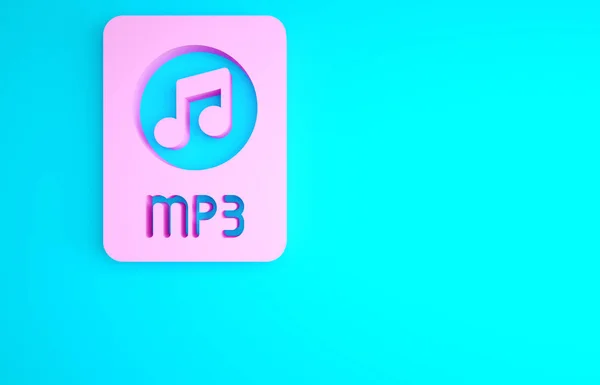 Рожевий Файл Mp3 Звантажити Піктограму Кнопок Mp3 Ізольовано Синьому Фоні — стокове фото
