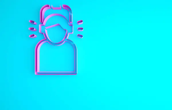 Pink Man Headphones Icon Isolated Blue Background Minimalism Concept Illustration — Stock Photo, Image