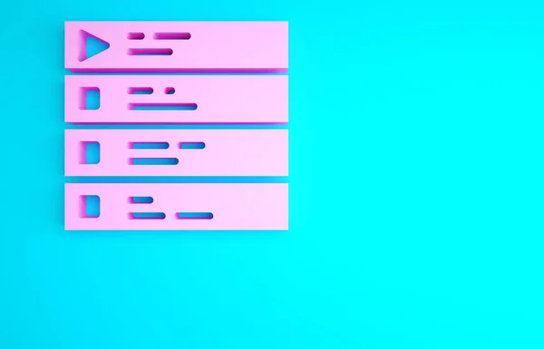 Pink Music Afspeellijst Pictogram Geïsoleerd Blauwe Achtergrond Minimalisme Concept Illustratie — Stockfoto