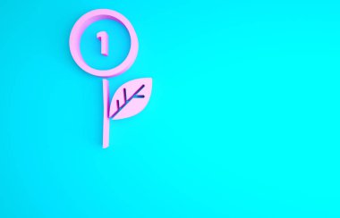 Pembe Dolarlık bitki simgesi mavi arkaplanda izole edilmiş. İş yatırımı büyüme konsepti. Para tasarrufu ve yatırım. Minimalizm kavramı. 3d illüstrasyon 3B canlandırma.