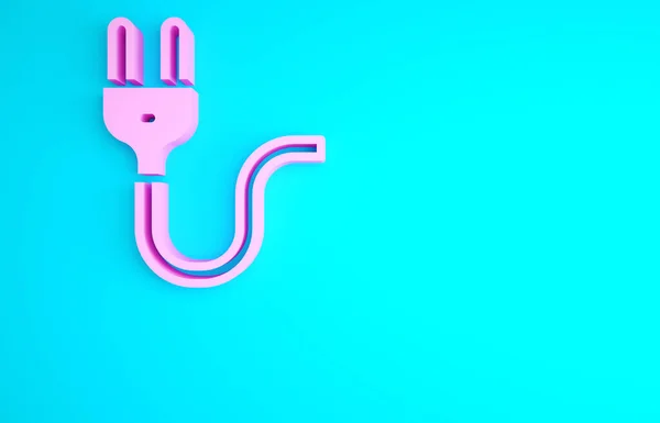 Pinkfarbenes Steckersymbol Isoliert Auf Blauem Hintergrund Konzept Der Verbindung Und — Stockfoto