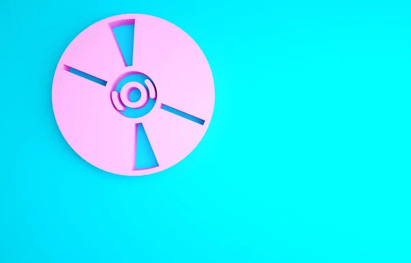 青の背景に隔離されたピンクのCdまたはDvdディスクアイコン コンパクトディスクサイン 最小限の概念 3Dイラスト3Dレンダリング — ストック写真