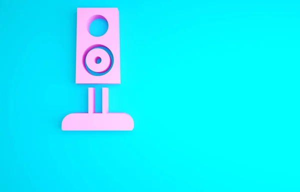 Pink Stereo Speaker Icon Isolated Blue Background Sound System Speakers — Stock Photo, Image