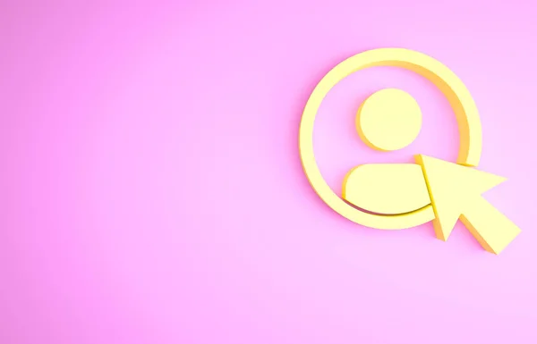 Жовтий Створити Піктограму Екрана Облікового Запису Ізольовано Рожевому Фоні Концепція — стокове фото