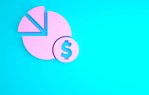 Pink Pie Διάγραμμα Infographic Και Δολάριο Σύμβολο Εικονίδιο Απομονώνονται Μπλε — Φωτογραφία Αρχείου
