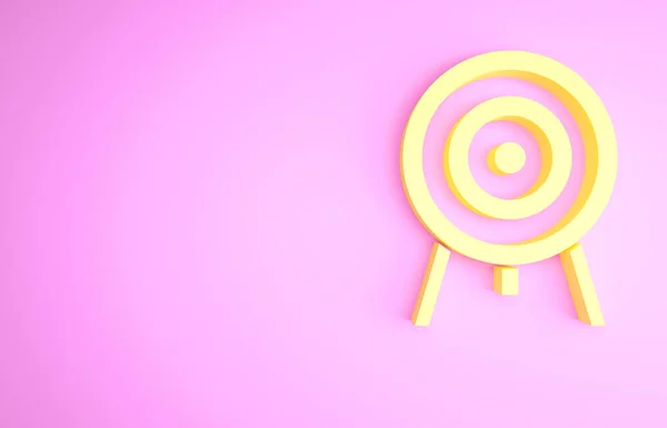 Icono Blanco Amarillo Aislado Sobre Fondo Rosa Signo Tablero Dardos —  Fotos de Stock