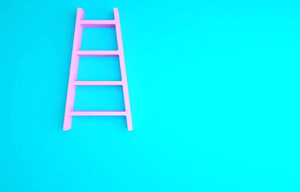 Escalera Rosa Con Icono Bandera Acabado Aislado Sobre Fondo Azul — Foto de Stock