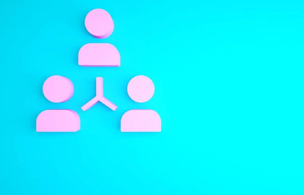 Pink Project team base icon isolated on blue background. Business analysis and planning, consulting, team work, project management. Minimalism concept. 3d illustration 3D render.