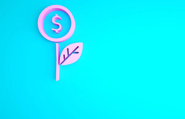 Icono Planta Pink Dollar Aislado Sobre Fondo Azul Concepto Crecimiento — Foto de Stock