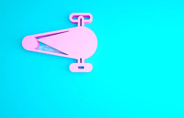 ブルーの背景にコギホイールのアイコンが隔離されたピンクの自転車チェーン 自転車チェーンスプロケット伝送 最小限の概念 3Dイラスト3Dレンダリング — ストック写真