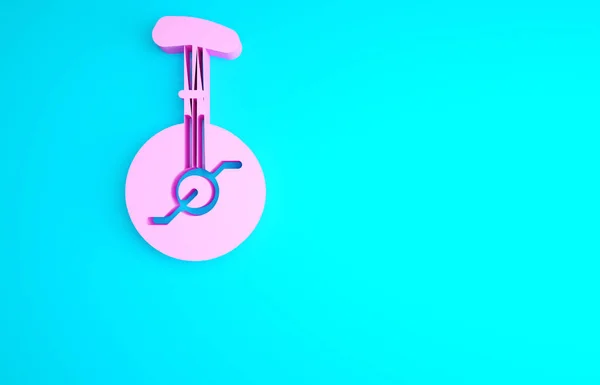 Pinkfarbenes Einrad Oder Einrädriges Fahrrad Symbol Auf Blauem Hintergrund Einrad — Stockfoto