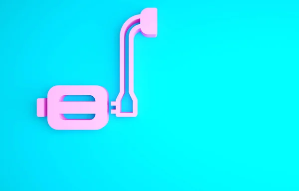 ピンクの自転車のペダルアイコンは青の背景に隔離された 最小限の概念 3Dイラスト3Dレンダリング — ストック写真