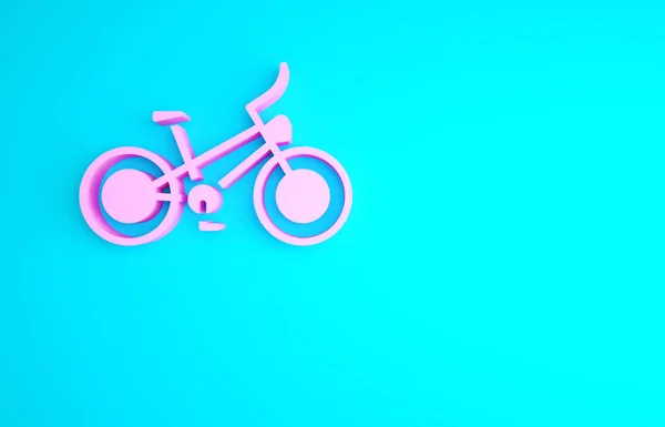 ピンクの自転車アイコンは青の背景に隔離されています 自転車レースだ 極端なスポーツだ スポーツ用具 最小限の概念 3Dイラスト3Dレンダリング — ストック写真